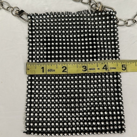 Sparkly Rhinestone Mobile Phone Mini Crossbody Bag/Pouch, silver - Picture 10 of 12